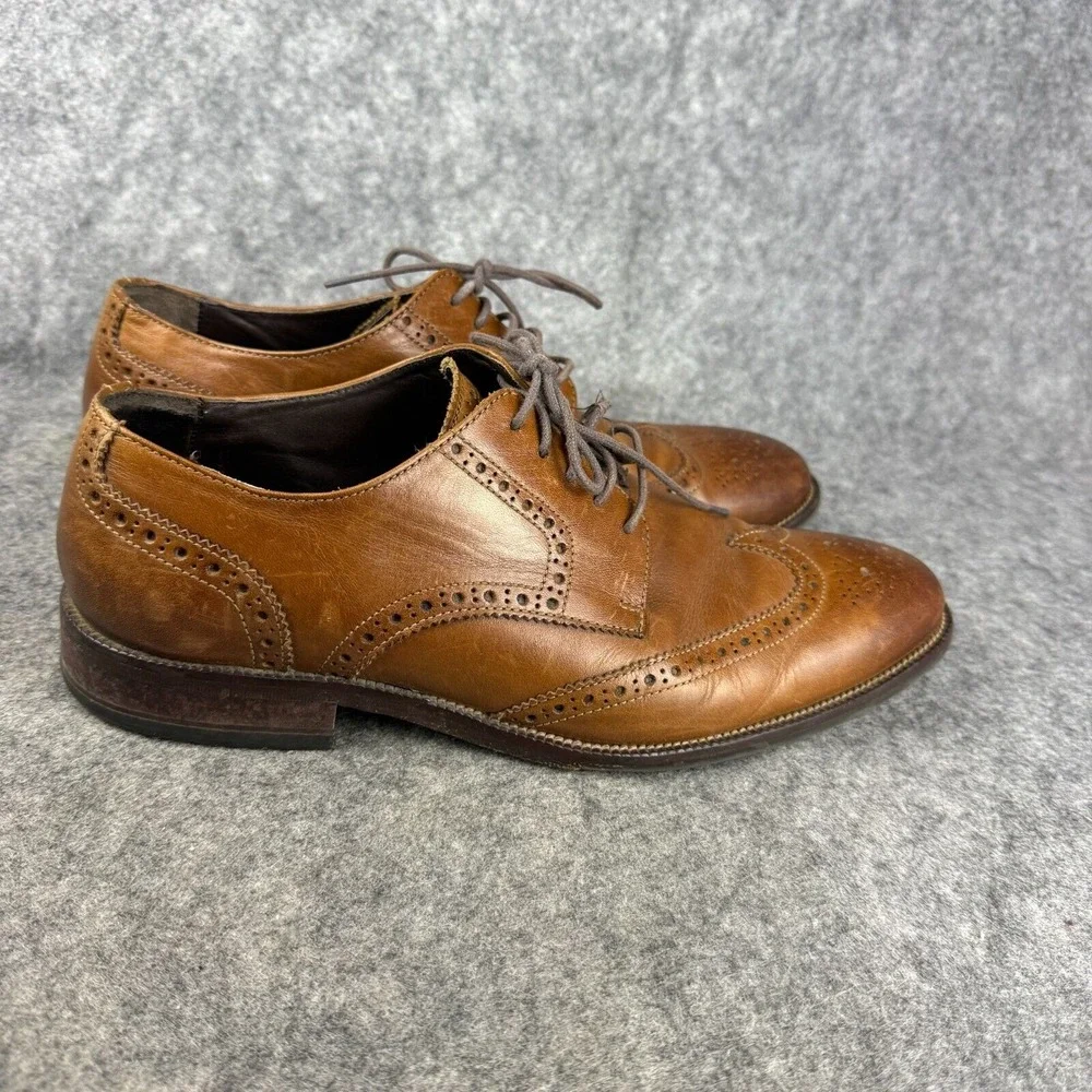 COLE‎ HAAN Size 9.5 BENTON Brown Wingtip Oxford Dress Shoes
